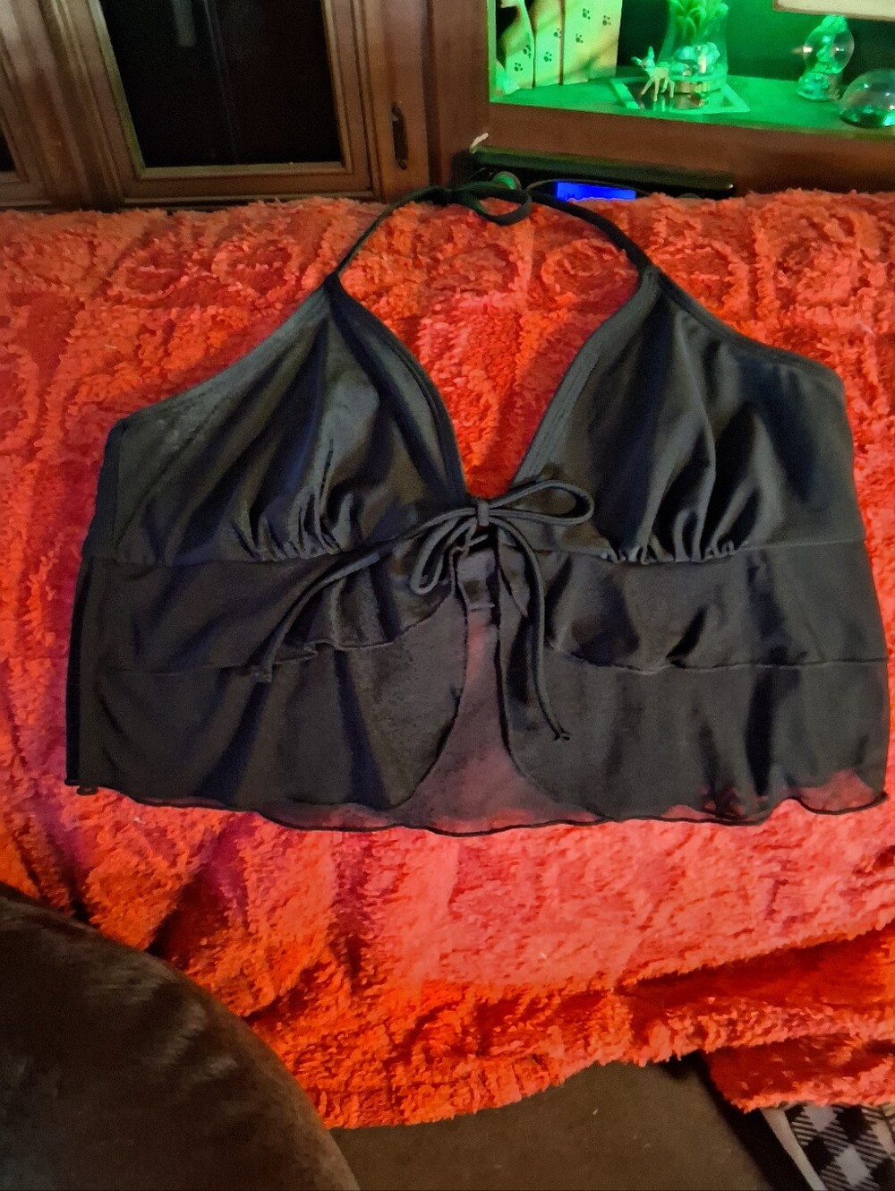 Black Halter Tie-Front Crop Top